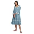 thumbnail image 4 of Moomaya WoMen's Flared Nightdress Long Sleeve Cotton Button Placket Nightwear, 4 of 6