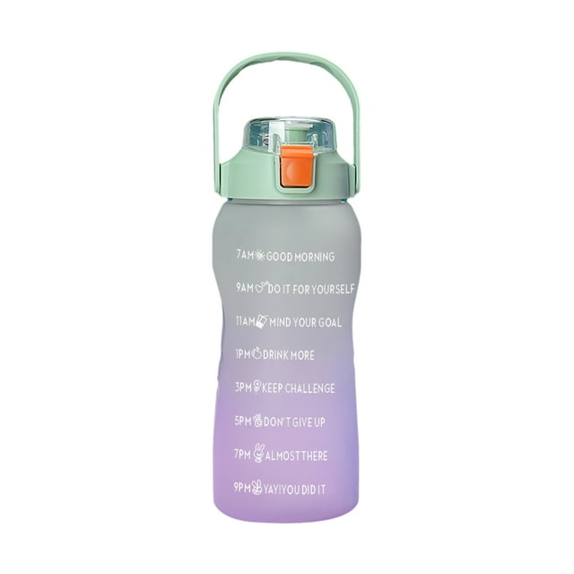 Yeacher 2L Water Bottle with Marker Straw Handle Leakproof Large Capacity Water Bottle Reusable Water
