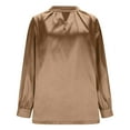 thumbnail image 5 of ClodeEU Button Down Shirts for Women, Satin Silk Shirts for Work, Basic Tops V Neck, Fashion Blouse Brown,Womens Plus S, 5 of 8
