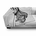 thumbnail image 3 of Hair Salon Soft Flannel Fleece Blanket, Black and White Vintage Style Portrait of a Young Lady with Indulgent Hair, Cozy Plush for Indoor and Outdoor Use, 70" x 90", Black and White, by Ambesonne, 3 of 6