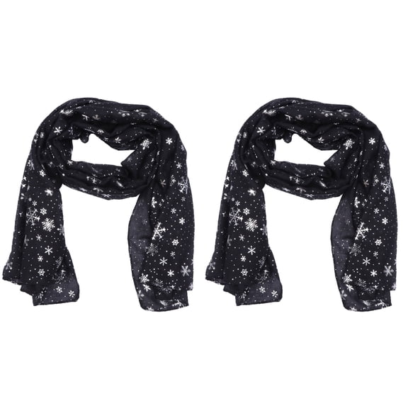 Jiyike 2 pcs Christmas Snowflake Pattern Scarf Hot Stamping Female Shawl Neck Head Scarf