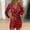 Red, variant on Women's Casual Dress for Parties and Events Elegant Long Self Cultivation Sleeve Sequin Dress with Slim for Modern Ladies Red 3XL