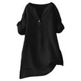 thumbnail image 6 of Where Is Linen Shirts for Women Short Plus Size Sleeve V Neck Tops Oversized Split Summer Fashion Tee Shirts Casual Shirts Loose Fit Casual Blouses Ropa Mujer Returns and Refunds, 6 of 7