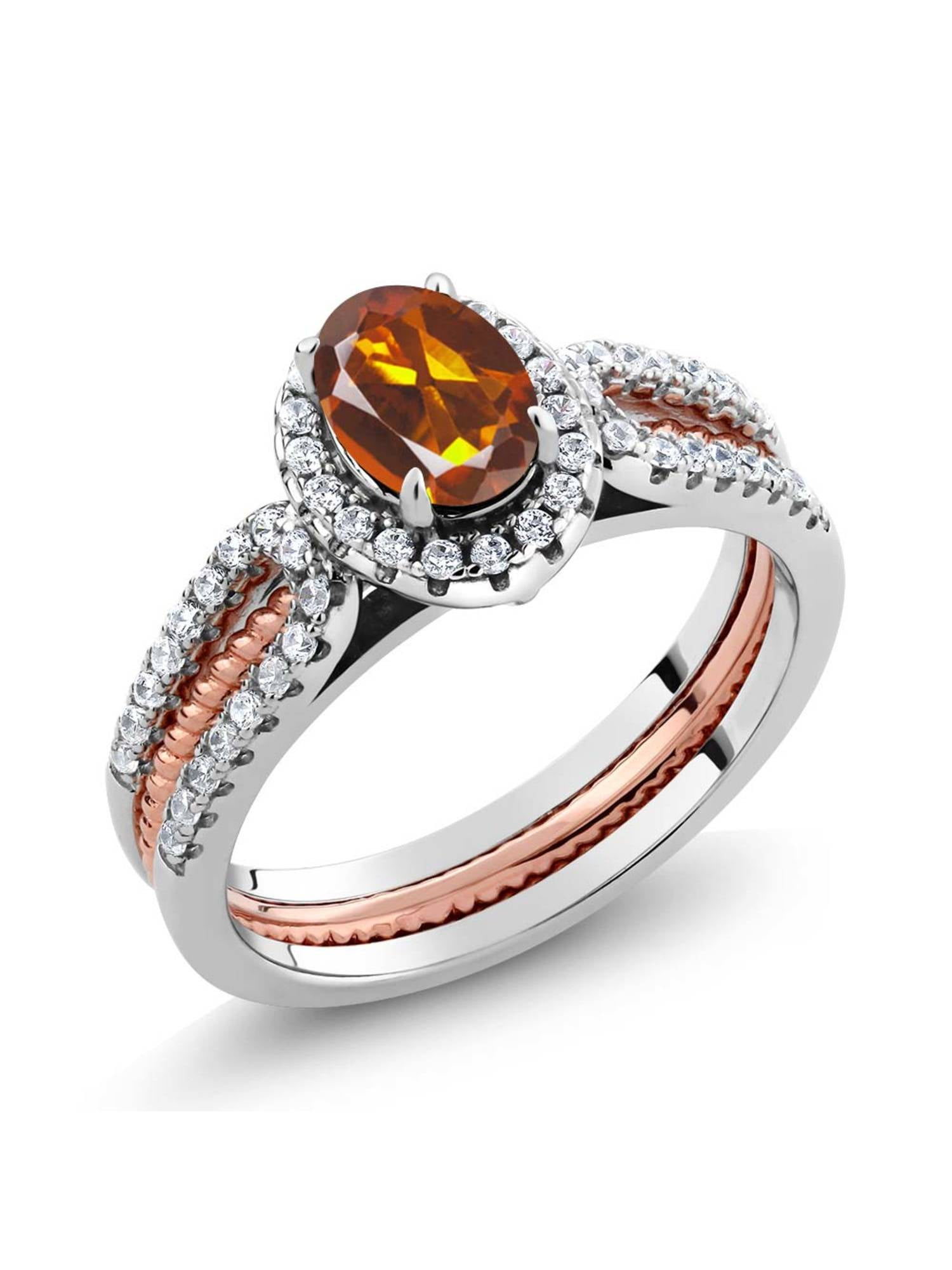 Gem Stone King 1.32 Ct Madeira Citrine 925 TwoTone Sterling Silver