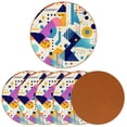 thumbnail image 2 of Geometric Cube Set of 6 Microfiber Leather Round Car Coasters, 11x11 cm Drink Cup Holders for Car, Absorbent & Durable Auto Accessories for Car Interior, 2 of 6