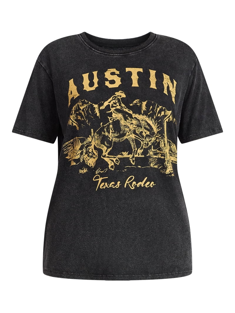 Time and Tru Women's Austin Rodeo Graphic Tee, Sizes XS-XXXL