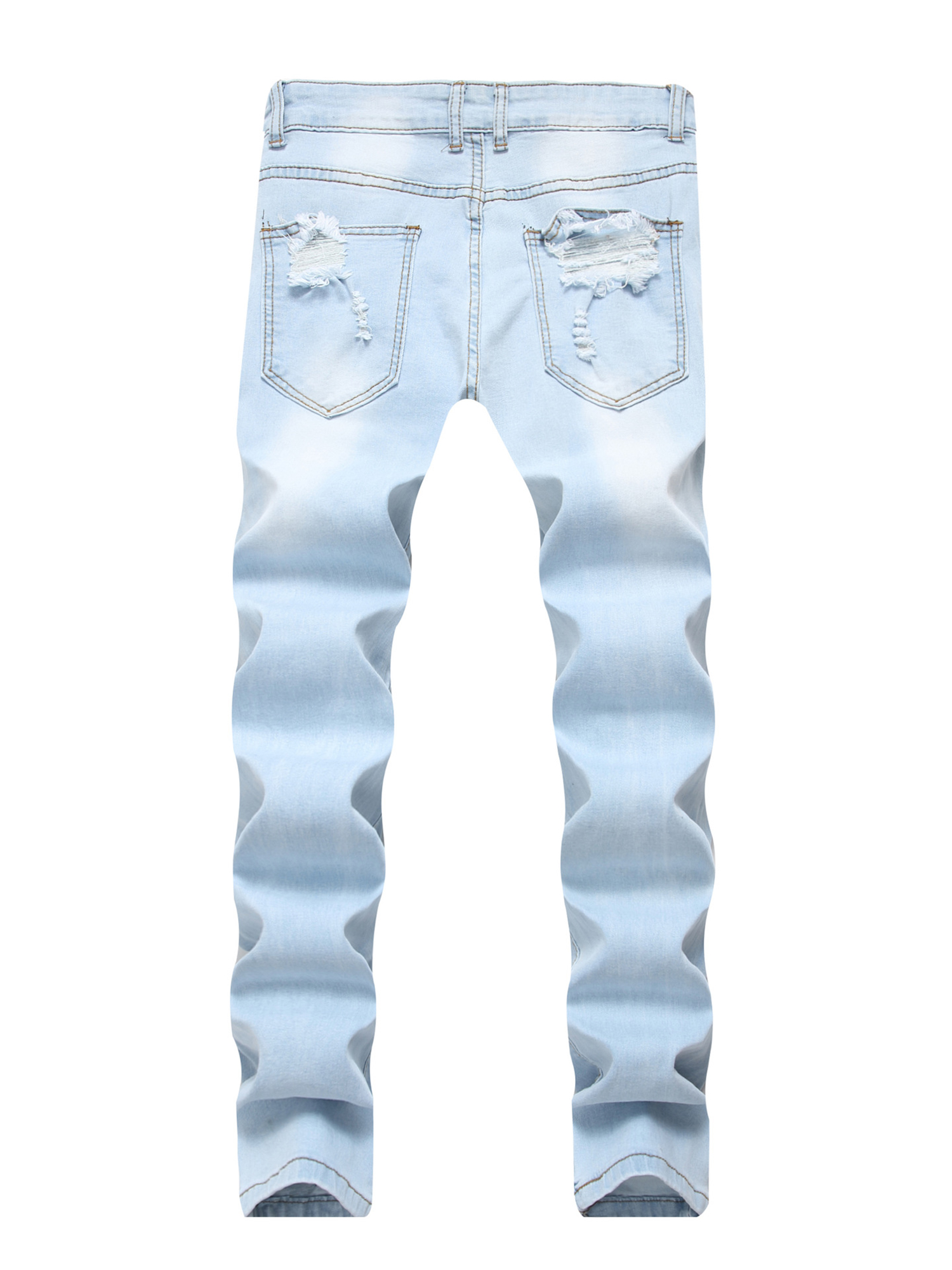 Ripped Distressed Destroyed Slim Fit Washed Denim Jeans for Men Vintage Stretch Skinny Jeans Pants for Hip Hop Moto Biker - image 3 of 3
