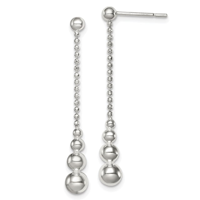 925 Sterling Silver Teardrop Bead Post Drop Dangle Earrings