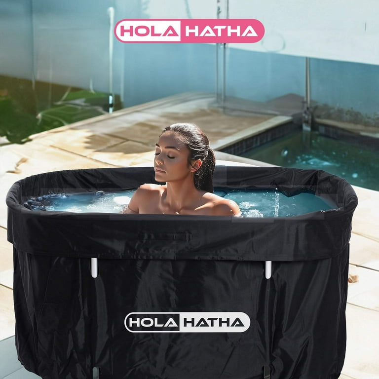 HolaHatha 129 Gal Ice Bath Tub, Portable Hot/Cold Water Plunge Tub