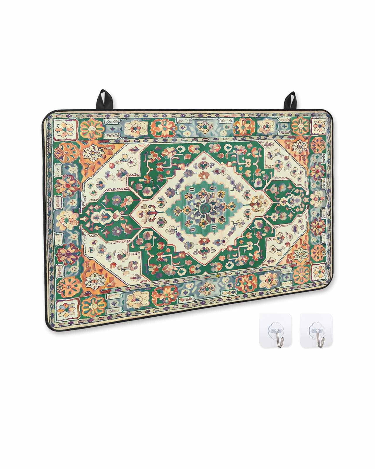nqOlkjepod Large Induction Cooktop Protector Mat 24"x21", Green Orange Beige Boho Stove Top Covers for Electric Stove, Retro Ethnic Tribal Abstract Art Stove Burner Cover Mats, Glass Top Stove Cover