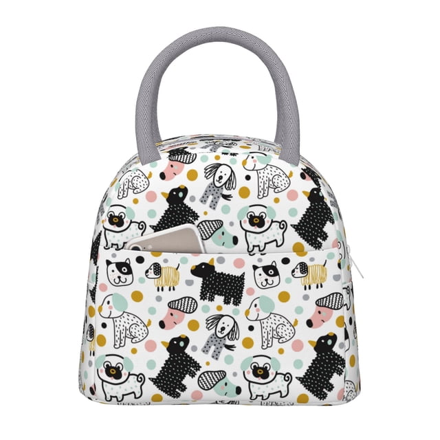Easygdp Funny Puppy Bolsa de Almuerzo Insulada Grande, Forro de Aluminio, Diseño Espacioso, a Prueba de Fugas, Ideal para Trabajo, Picnics, Viajes y Actividades al Aire Libre