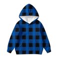 thumbnail image 2 of Girls And Boys Autumn And Winter Color Round Neck Long Sleeved Pocket Sports Casual Children Hooded Sweatshirt,children's checkered sweatshirt features regular sleeves, a hooded collar and pockets, 2 of 4