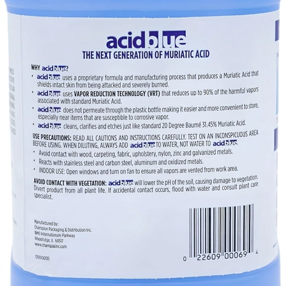 Champion Acid Blue Muriatic Acid for Removal of Driveway Stains (2 Pack)