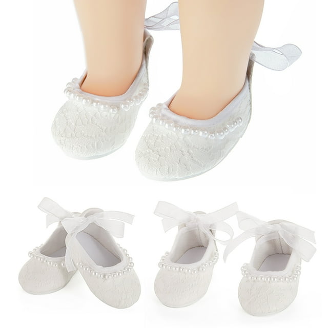 Chaussures Plates pour Poupée Chaussures de Robe pour Poupée en Fausse Perle Accessoires pour Poupée pour Poupée Fille de 18 Po