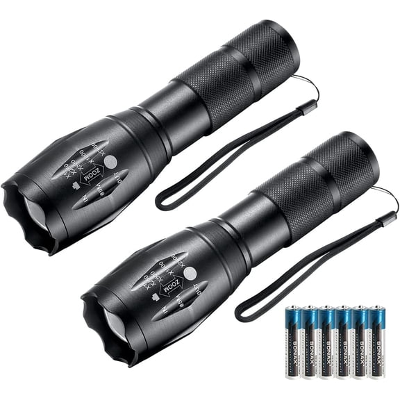 Kanstar Waterproof High Lumens LED Flashlight with 6Pack AAA Batteries, Other, 2 Pack