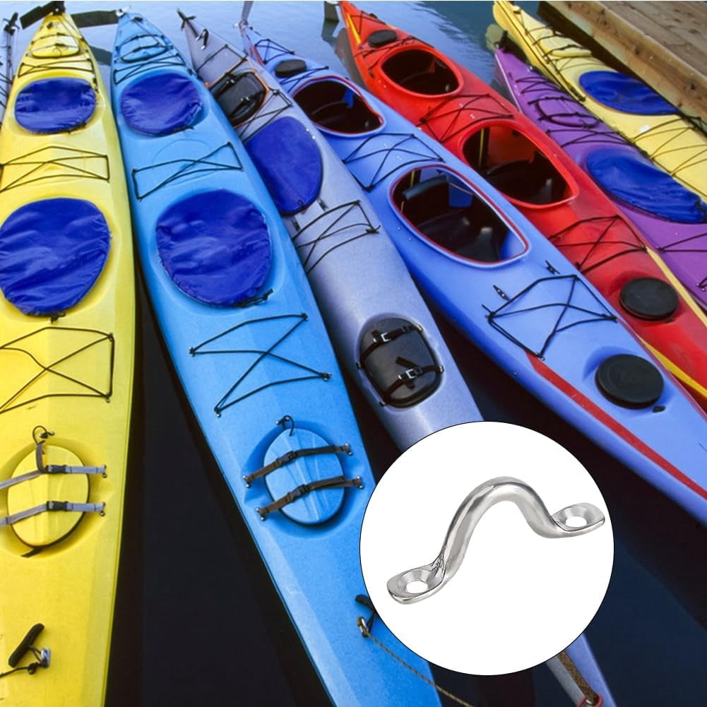 30 Sets M6 Stainless Steel Eye Straps for Bimini Boat Top with 60Pcs Screws Bimini Boat Top PAD Eye Kayak Deck Loops Ceiling Wall Mount U Hooks Silver