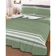 thumbnail image 2 of Dark Sage Green Summer Quilt Set Twin Size, Soft Microfiber Quilted Bedding Set with 2 Pillow Shams, Farmhouse Sage Green White Striped Lightweight All Season Bedspread Coverlet for Bedroom 68"x86", 2 of 6