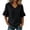 *Black, variant on VBVC Women's Linen Blend Ruffle Sleeve V Neck Top , Ladies' Side Button Short Sleeve Blouse , Casual Loose Fit Summer Work Tunic For Women,Army Green,S-2XL