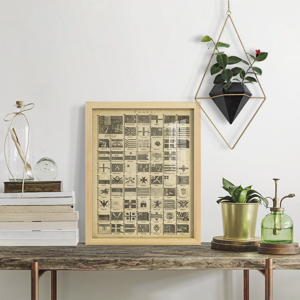 Encyclopediae VII -Framed Print w/glass-Natural Wood