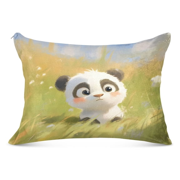 Plush Pillow Cases Standard Size Ultra Soft Warm Pillowcases with Zipper Lovely Panda Baby 20"x26"