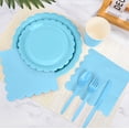 thumbnail image 3 of Inadays 175Pcs Disposable Party Supplies Includes Blue Paper Plates Cup Napkins Forks Spoons Knives, Dinnerware Set for Garden Party Birthday BBQ Baby Shower Wedding, Serve 25 Guests, 3 of 7