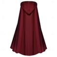 thumbnail image 3 of Adult Long Hooded Cloak Elegant Smooth Cape with Ribbon Tie Full Length Robe for Men Women Vampire Witch Renaissance Cosplay Halloween Festival Costume, 3 of 6