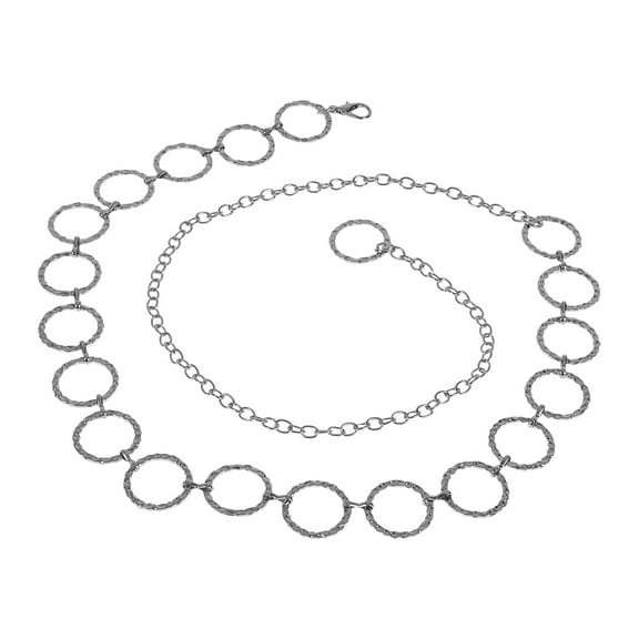Unique Bargains 1 Pc Adjustable Waist Belt Delicate Hoop Adjustable Waist Cord Women Silver Tone