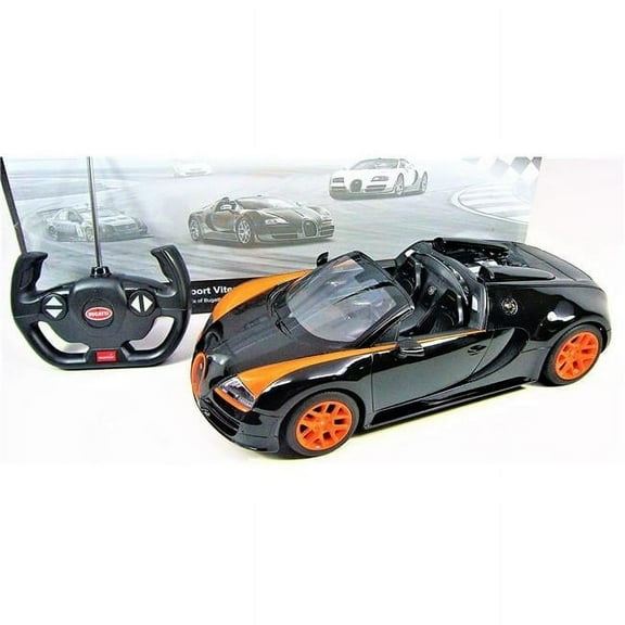 AZ Trading & Import  1-14 RC Bugatti Veyron Grand Sport Vitesse Licensed Model Car, Black & Orange