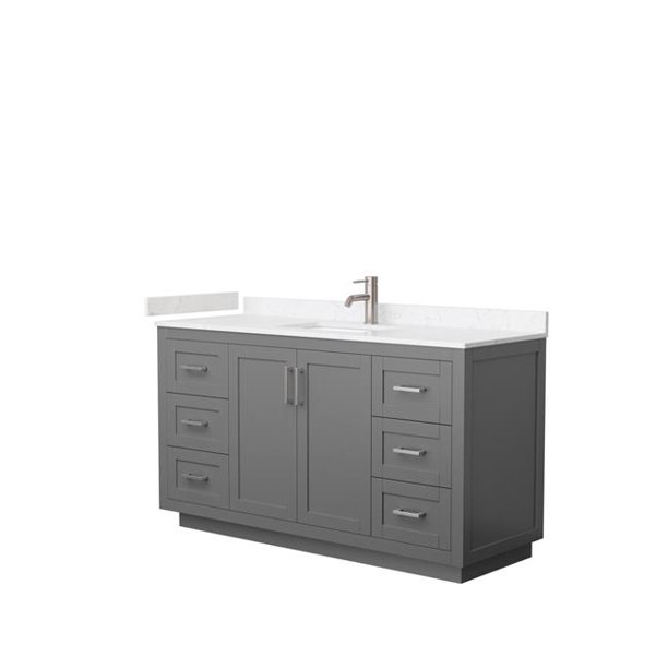 Wyndham Collection Wcf292960skgc2unsmxx 60 In Miranda Single Bathroom Vanity With Light Vein Carrara Cultured Marble Countertop 44 Undermount Square Sink Brushed Nickel Trim 44 Dark Gray Walmart Com Walmart Com