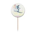 thumbnail image 1 of Colorful Skiing Winter Sport Illustration Toothpick Flags Round Labels Party Decoration, 1 of 3