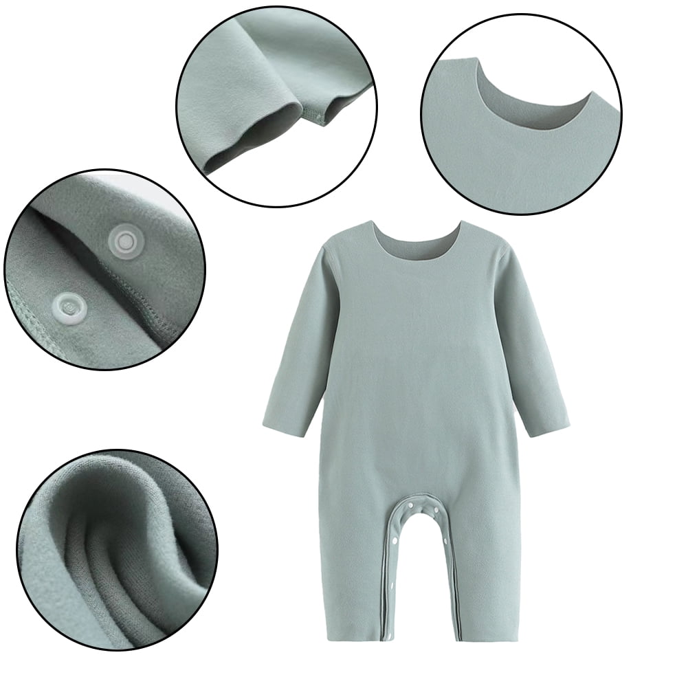 Esaierr Newborn Baby Boys Girls Solid Color Bodysuit Romper Unisex Infants Fall Winter Jumpsuits Outfit Clothes Cotton Pajamas Set for 2-24 Months