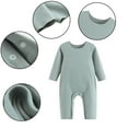 thumbnail image 4 of Esaierr Newborn Baby Boys Girls Solid Color Bodysuit Romper Unisex Infants Fall Winter Jumpsuits Outfit Clothes Cotton Pajamas Set for 2-24 Months, 4 of 7