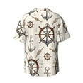 thumbnail image 2 of Naloa Anchor with Rope Men's Loose Fit Cuban Collar Short-Sleeve Shirt with Button-down and Chest Pocket for Everyday Wear Outings - XX-Large, 2 of 7