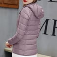thumbnail image 4 of Winter Saving Womens Plus Size Puffer Jacket Puffer Jacket Long Sleeve Hooded Zip Up Quilted Lightweight Down Coat Tops Winter With Pockets, 4 of 7