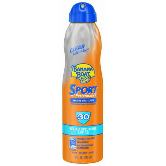 Banana Boat Sport Performance Sunscreen Spray, SPF 30 6 oz (Pack of 4)