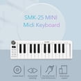 thumbnail image 2 of M-VAVE SMK-25mini MIDI Keyboard Rechargeable 25- MIDI Control Keyboard Portable USB Keyboard MIDI Controller with 25 Velocity Sensitive Keys 1 Knob White, 2 of 7