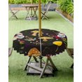 thumbnail image 4 of nqOlkjepod Yellow Red Mushrooms Outdoor Tablecloth with Umbrella Hole & Zipper, Black Forest Botanical Vintage Round Table Cover 54 Inch, Dining Waterproof Table Cloth Protector for Patio/Party, 4 of 7