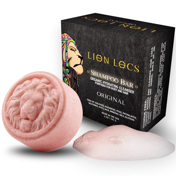 Lion Locs Shampoo Bar & Conditioner - Works for All Hair Types - Dreadlocks, Microlocs, Sisterlocks, Wicks, Brotherlocks, Braids | Build Up & Residue Free (5oz)