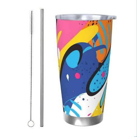 

Matuu Abstract Color Splash for 20oz Durable Thermal Cups Keep Drinks Cold and Hot Insulated Car Mug with Lid-Straw Two-piece Set