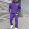 thumbnail image 2 of Afdoent Men's Tracksuit 2 Piece Hooded Athletic Sweatsuits Autumn Winter Fashion Letter Printed Sports Long Sleeve Hoodie Set Winter Warm Pullover, 2 of 6