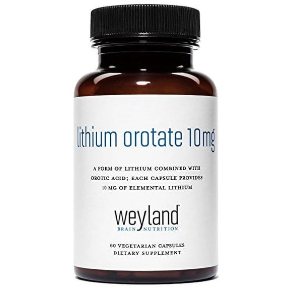 Weyland Brain Nutrition: Lithium Orotate 10mg, 60 Vegetarian Capsules, Lithium Supplement
