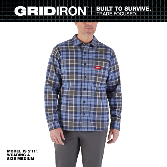 Milwaukee Tool GRIDIRON Flannel Shirt - Blue - XL
