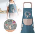thumbnail image 1 of Oleegame 1PC Pretty Apron Women Kitchen Apron With Hand Wipe Pockets For Cooking Baking Wipeable Oil Proof Cartoon Wreath Rabbit Kitchen Nail Shop Apron Blue, 1 of 9