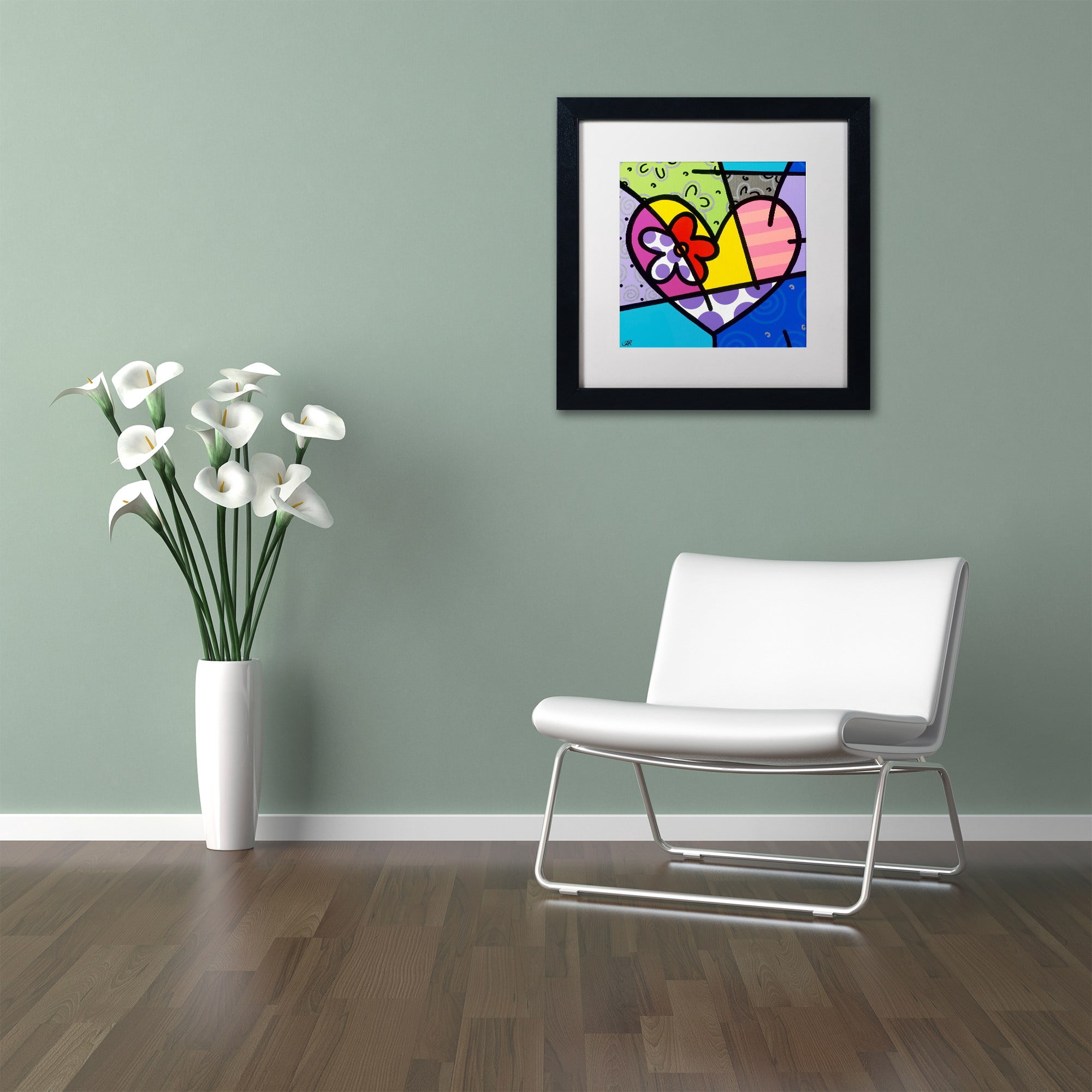 Trademark Fine Art 'Big Heart III' Canvas Art by Roberto Rafael, White Matte, Black Frame