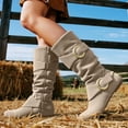 thumbnail image 5 of GJPBGK Women’s Boots Knee High Slouchy Boots Suede Faux Fur Lined Side Zipper Buckle Winter Fashion Boots, 5 of 9