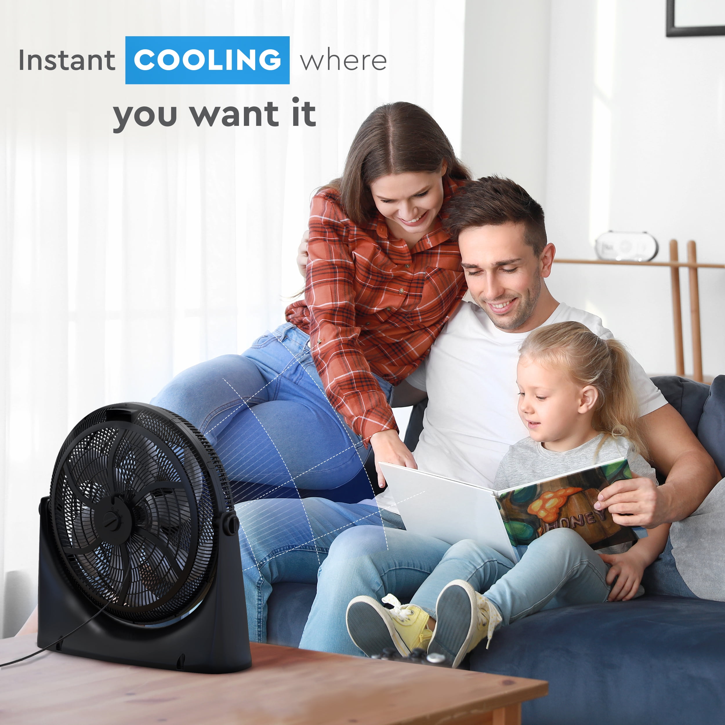 Comfort Zone 20" High Velocity Floor Fan with Wall-Mounting Capabilities, Black
