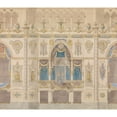 thumbnail image 2 of Charles Percier 22x20 Black Ornate Framed Double Matted Museum Art Print Titled: Elevation of Reims Cathedral with the Royal Box for the Coronation of Louis XVIII (1815), 2 of 5