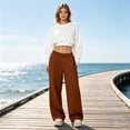 thumbnail image 2 of VV AVEORS Wide Leg Sweatpants Women Baggy High Waisted Gym Workout Joggers Elastic Waist Track Pants Brown M, 2 of 7