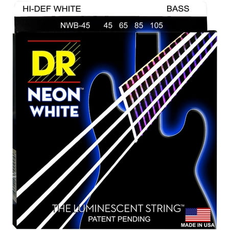 DR Strings Hi-Def NEON White Coated Medium 4-String Bass Strings