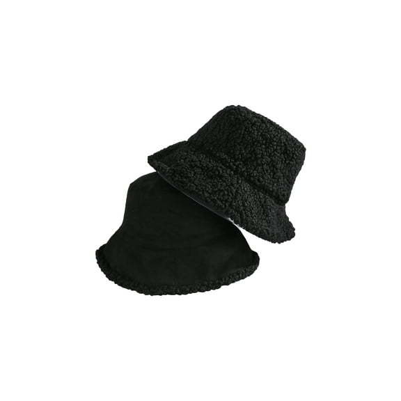 Women Autumn Winter Bucket Hat Warm Wool Windproof Fisherman Hat Double-Sided Wearable Cap